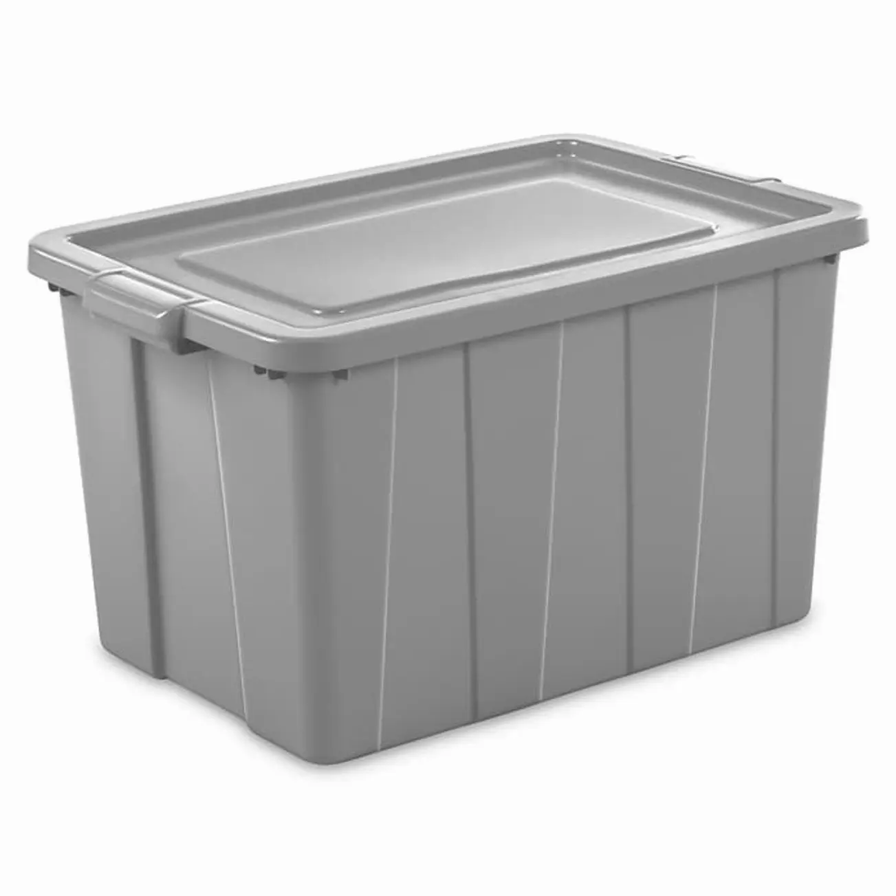 Sterilite 30 Gallon Tuff1 Tote with Snap-on Lid, Plastic, Cement, 4/Carton (16796A04)