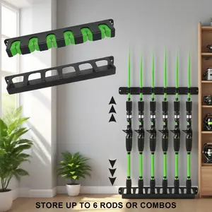 Wall-Mounted Fishing Rod Holder - Vertical Rod Rack, Reinforced ABS Material, Garage Wall Storage Organizer for Outdoor Fishing Gear, Fishing Tackle Organizer, Fishing Accessories Kit