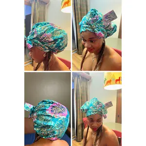 African Ankara Decorative Bonnets - Colorful Floral & Geometric Print Satin Lined Scrub Cap for Hair Protection & Cultural Expression - Cotton