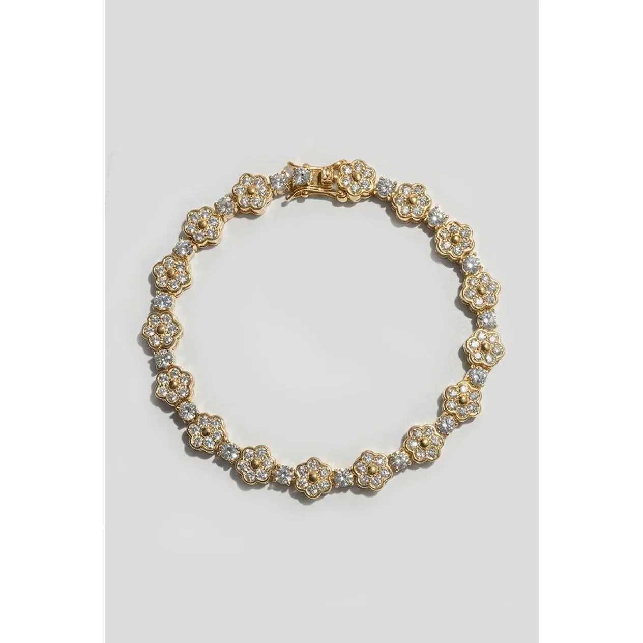 Gold Bezel Flower Tennis Bracelet
