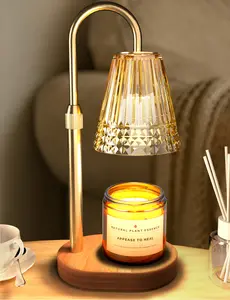 Luxury Aromatherapy Candle Wax Warmer Lamp! Adjustable Warm Light, Retro Glass Shade, Bedroom & Living Room Ambient Lamp, Aromatherapy for Sleep Without Soot Stains