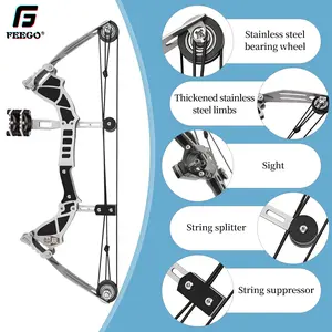 Compound FEEGO Archery Bow Stand  Stainless Steel Mini Bow and Arrow Set - Ideal Beginner Archery Toy for Entertainment Perfect Gift Idea, Mini Composite Bow Set, 9.5-inch Archery Kit for Outdoor Fun play  bow Hunting enthusiast cross