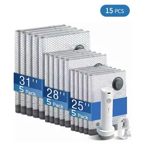 Cordless Travel Vacuum Storage Compression Bag Set ,15 Pack in 3 Sizes ,USB Rechargeable Handheld Pump with Built-In Battery – Waterproof & Reusable Space Saver for Clothes & Packing, Perfect for Carry-On Suitcases Organiser sturdy