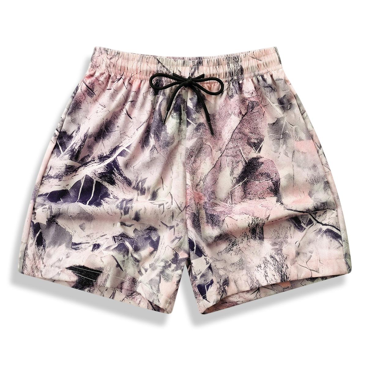 Women’s casual shorts with a simple camouflage pattern and a drawstring waist—perfect for summer wear and also suitable for wearing when going out. Summer shorts, women's clothing