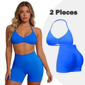 GYMER Two Piece Workout Set for Women, High Waist Tummy Control Shorts & Tank Top, Summer Yoga Athletic Outfit for Gym Running Fitness