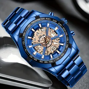 Elegant  Men's Quartz Watch - Waterproof, Stainless Steel, Round Dial with Calendar and Stopwatch, Rating