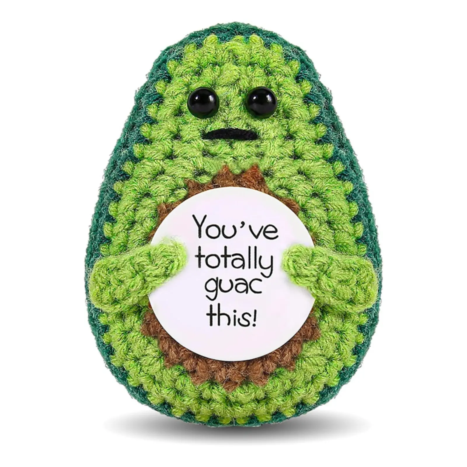 Hand-Knitted Doll: Positive Energy & Emotional Support — Avocado-Themed Desktop Ornament