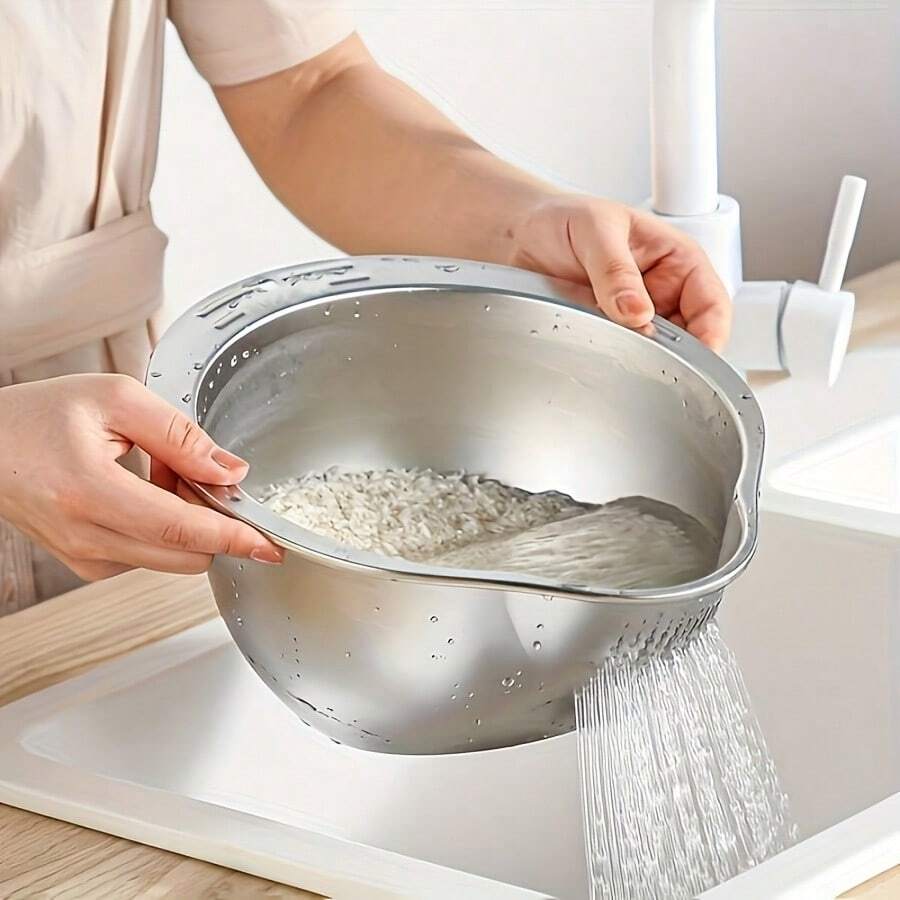 Commercial Grade Stainless Steel Strainer Basket - Large 5.5 Quart Heavy Duty Food Strainer Basket, Rustproof And Dishwasher, BPA, Suitable Pasta, Vegetables, Fruits
