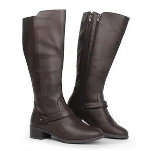 Hawkwell Women's Wide Calf Double Zipper Knee High Riding Womens shoes Boots Girl Footwear