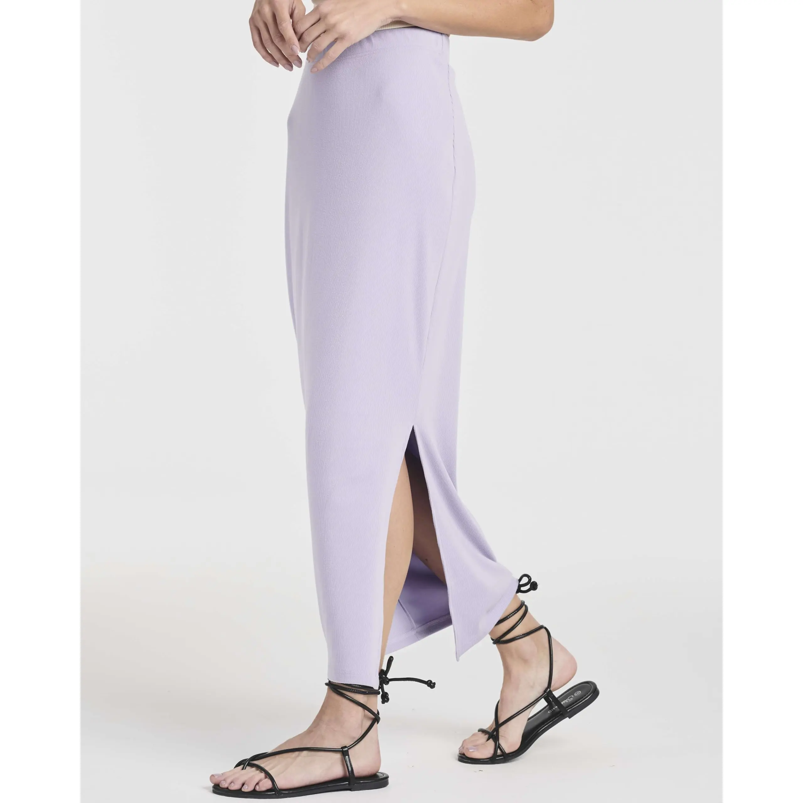 Real Essentials 3 Pack: Women's Ribbed High Waisted Maxi Skirt