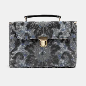 Burnout Velvet Steel Blue Josephine Large Train Case