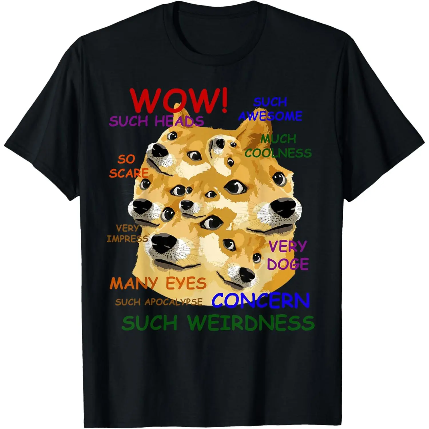 100%cotton Many Eyes Doge Funny Doge Meme T-Shirt