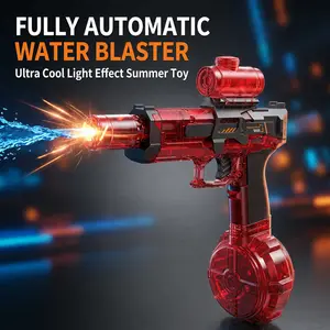 Electric water gun for kids and adults | Upgraded LED light barrel | Stable 32 ft long-range spray | One-button automatic water flow | 300 ml water tank — ideal for pools, beaches, yards, and summer water play; a great gift choice for holidays and birthda