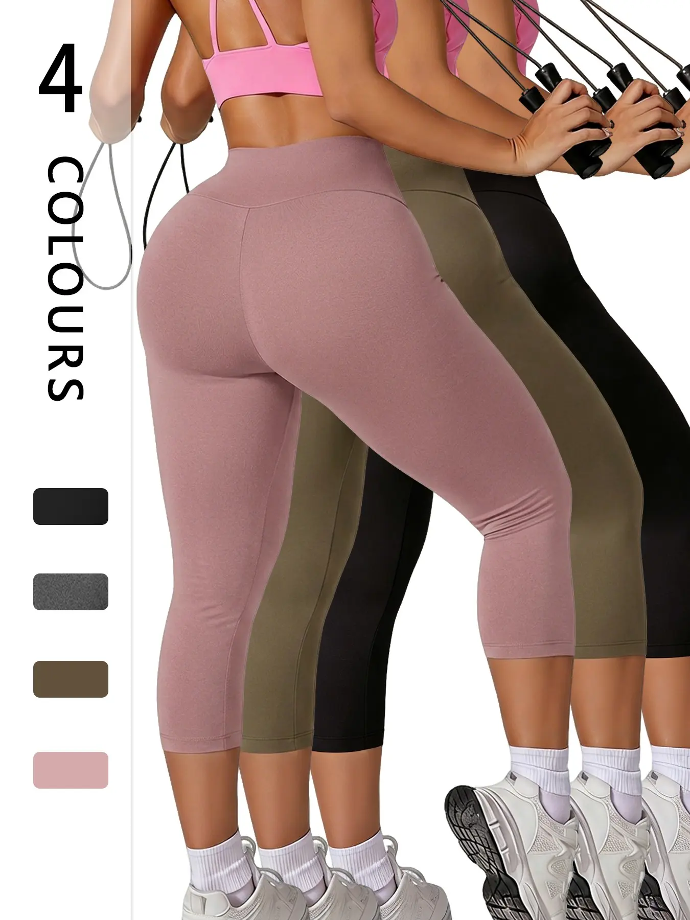 3 Pack High Waisted Capri Pants for Women, Super Soft Tummy Control, No See Through, Workout Running Yoga Athletic Leggings, Womens Summer Clothing, Fitness Pants, Athletic Bottoms, Activewear Bottoms, Workout Legging Capris