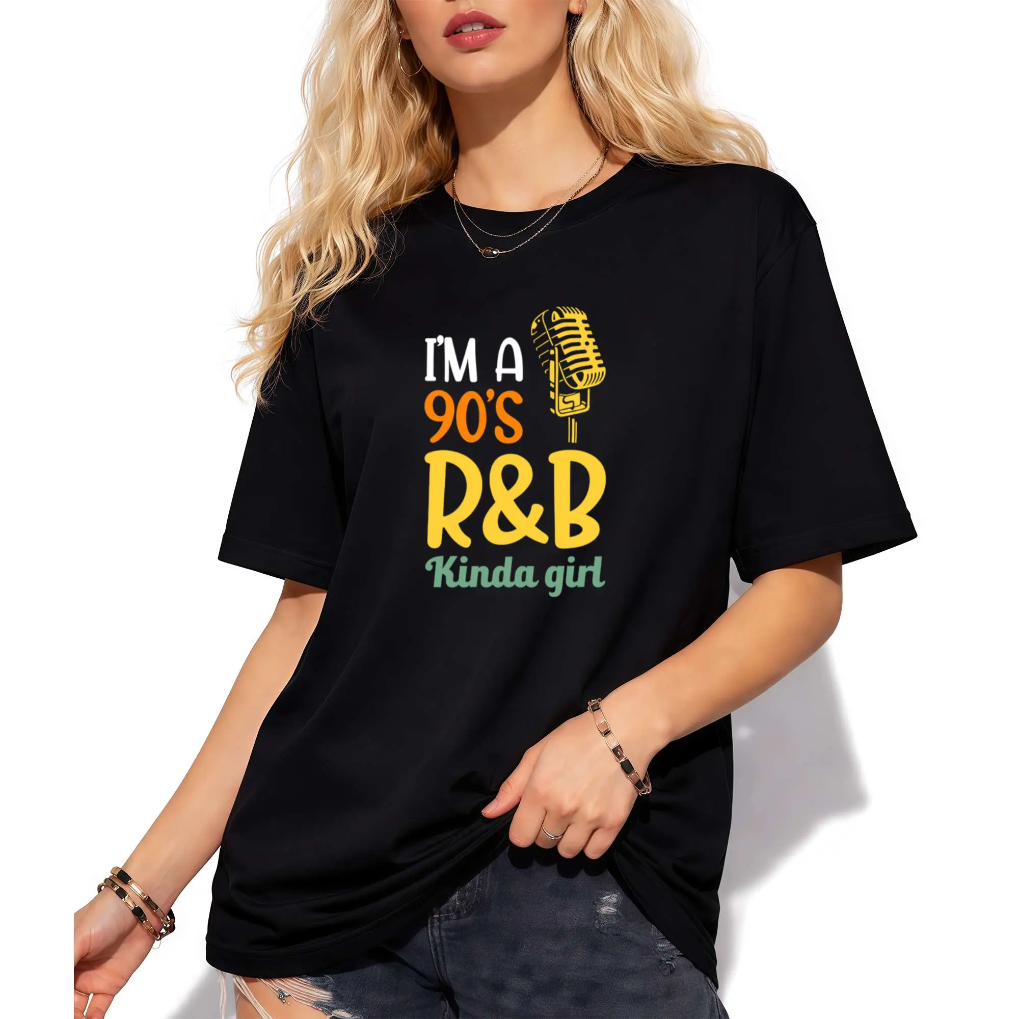 100% Cotton Rnb Hip Hop Soul Music Clothing I'm A 90's R&B Kinda Girl T-Shirt