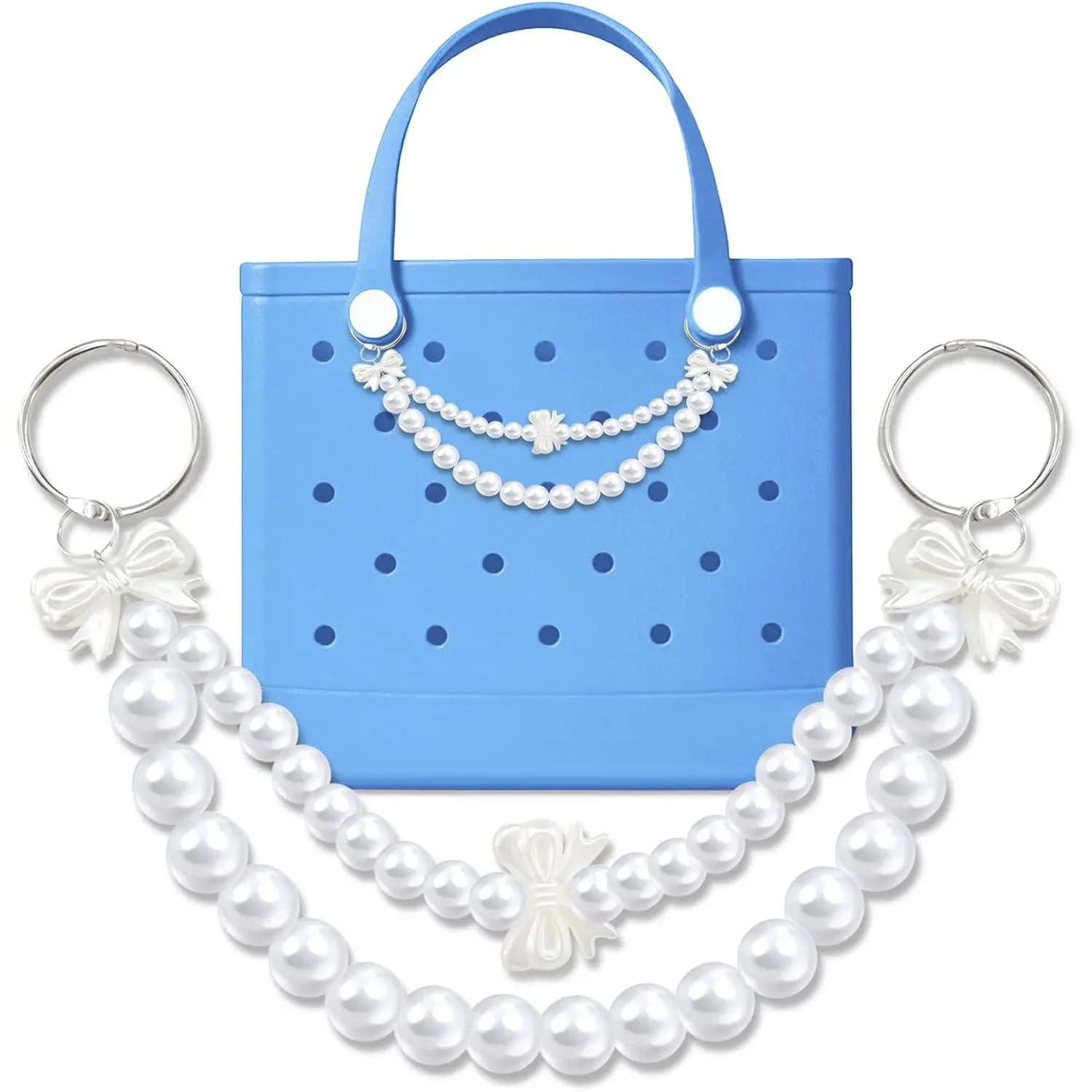 h-41 Charms for Bogg Bag, Pearls Chain for Bogg Bag Accessories Charms Compatible with Simply Southern Beach Tote, Insert for Beach Tote