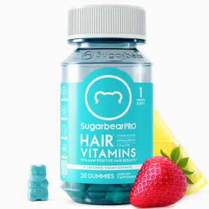 SugarbearPro Hair Vitamin Gummy 35 Day Supply Extra Strength Biotin 6000mcg for Hair Growth Vegan B12 MSM Inositol Omega 3 Elderberry Kosher Halal Cruelty Free Dietary Supplement
