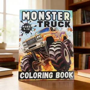 Monster Truck Coloring Book for Adults & Teens, Creative Stress Relief, Perfect Holiday Birthday Gift, Large Wheels Flame Design