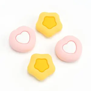 X-PCS08  Cute Silicone Joy Con Thumb Grip Caps, Joystick Cover Compatible with Switch/OLED/Switch Lite,4PCS - Cream Heart