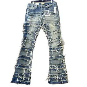 Men's Blind Trust Stacked Jeans with Distressed Ripped Design for Urban Style