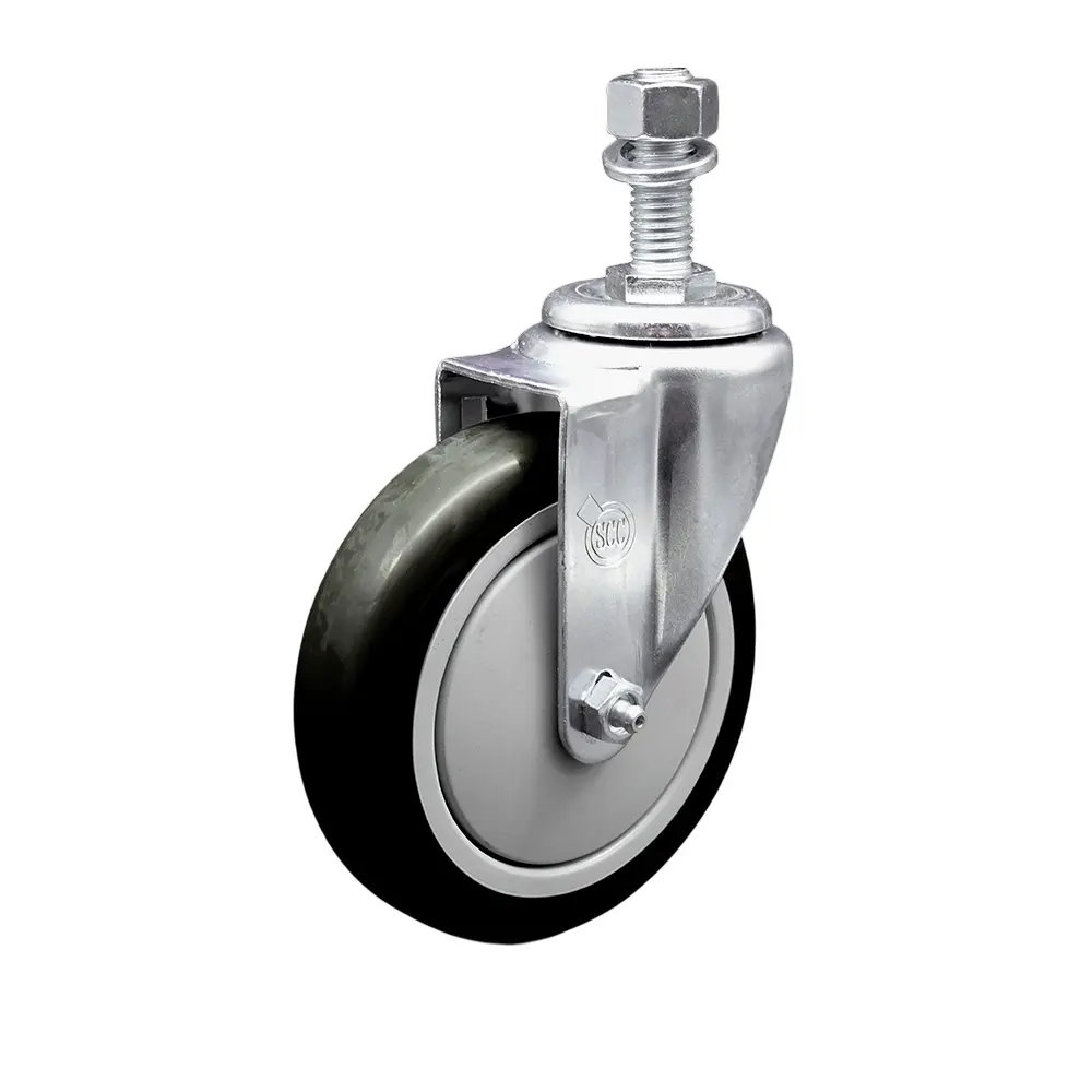 Service Caster Brand Replacement for Colson Caster 2.05254.95 - Polyurethane Swivel Threaded Stem Caster with 5" Black Wheel and 1/2" x 1-1/2" Stem - 350 lbs Capacity/Caster