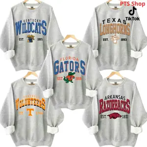 Custom Team College Vintage All University Ash Grey Sweatshirt, Game Day All Teams Crewneck, Classic Sport Sweater, Gifts For Fans