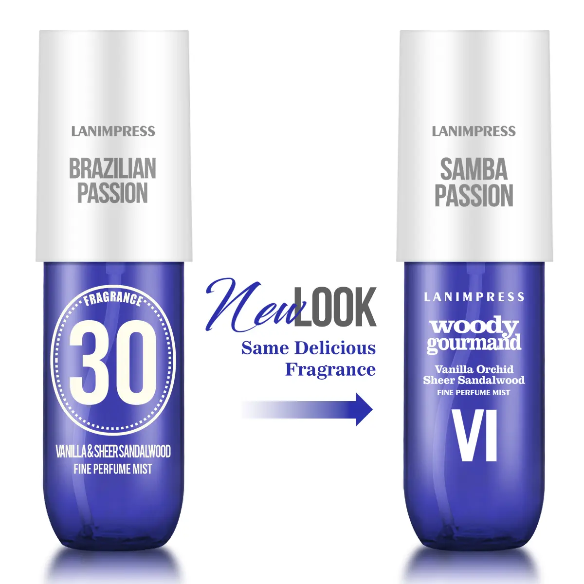 NEW LOOK LANIMPRESS Samba Passion 3.0 FL OZ Fine Body & Hair Perfume Mist, Woody Gourmand Notes & Long-Lasting Scent, Natural Vanilla Orchid & Sheer Sandalwood Flavor, Travel Size, Floral Fragrances Elegant Fragrance Floral Honeysuckle