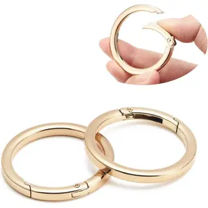 4pcs Flat Trigger Spring O Rings,Metal Keychain Ring Round Carabiner Clips for Keyrings Buckle, Bags,Purses,Purses