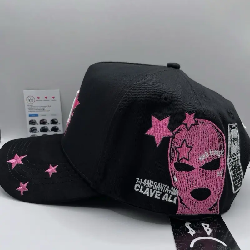 Dandy Hats x Junior Clave Ali Black Cap with Pink Star and White