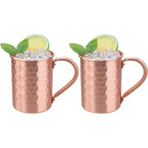 Moscow Mule Mugs Set of 2, 100% Pure 14 oz Copper Cups, Handcrafted Tarnish Resistant Copper Mugs, Gift for Cold Drinks Cocktail Beer Wine Party Bar