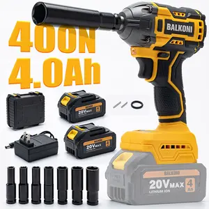 295 Ft-Lbs High Torque Cordless Impact Wrench, Electric Impact Gun, With 4.0Ah battery, 7 Sockets, 1 Fast Charger and 1 Tool Box.