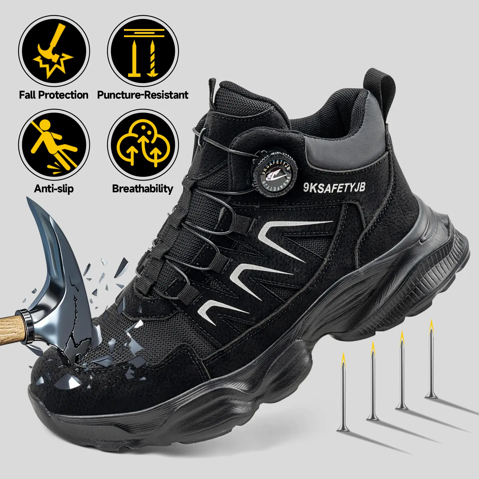 Sosenfer 2026 Steel Toe Sneakers for Men Women,non-lace-up Lightweight Safety Shoes Comfortable non-slip,anti-collision,Puncture Proof Slip On Indestructible Work Shoes.JH.852