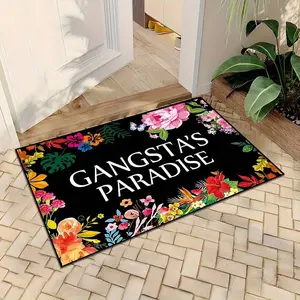 Vibrant Gangsta'S Paradise Floral Print Doormat - Stain-Resistant, Ultra-Lightweight, Easy-To-Clean, Machine-Made Nonwoven With Rubber Backing - Perfect For Indoor Outdoor Decor, Entryway, Bedroom, Party