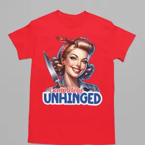 Completely Unhinged Vintage Design T-Shirt - Breathable Comfortable Fit for Casual Outings Parties or Lounging at Home