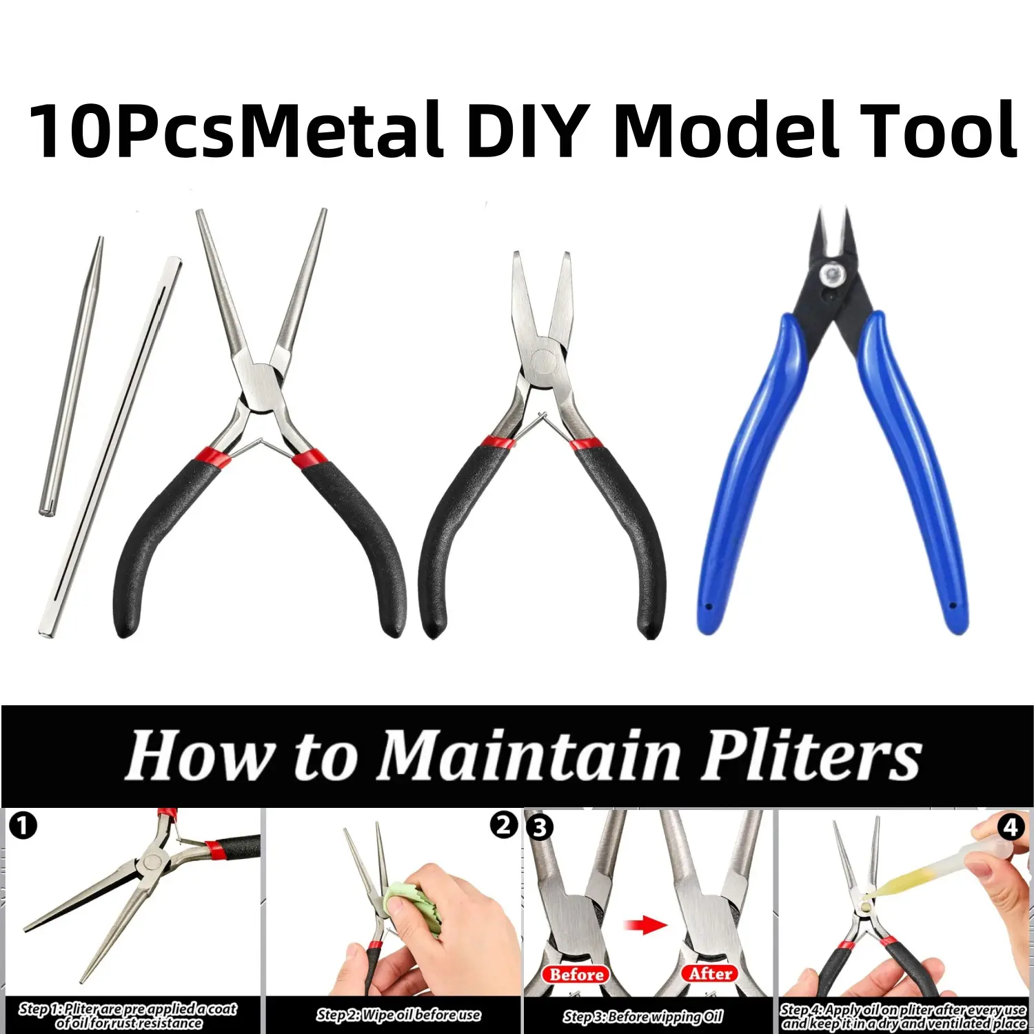 10 Pack Metal Model Tool Kits Including 7 Model Long Edge Bending Tools Tab Twisting Tool Cylinder Cone Shape Bend Assist 3 Clipper for 3D DIY Jigsaw Puzzles Assembly
