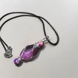 Agate and Jasper handmade pendant necklace