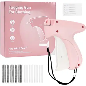 Stainless Steel Stitch Gun for Clothes Quick Fixer Micro Tagging Label Gun Mini Sticky Tag Sewing Kit Handheld Garment Cloth Repair Tool 3000 Fasteners 5 Needles