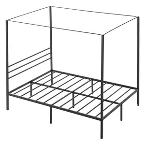 Father's Day Gift VEVOR Full Size Canopy Bed Frame Metal Canopy Bed with Four Posters Black