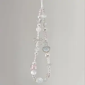 Sparkling Butterfly Love Phone Rope Phone Chain CCD Handmade Bead Camera Chain Anti Loss Keychain