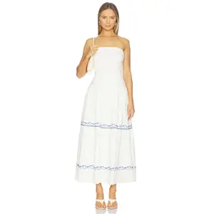 Line & Dot Oia Dress in White & Blue