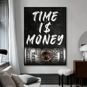 3-Pack Time Is Money Inspirational Quote Canvas Painting Dollar Poster And Print Suitable For Office Home Wall Art Decor Simple Posters (No Frame)