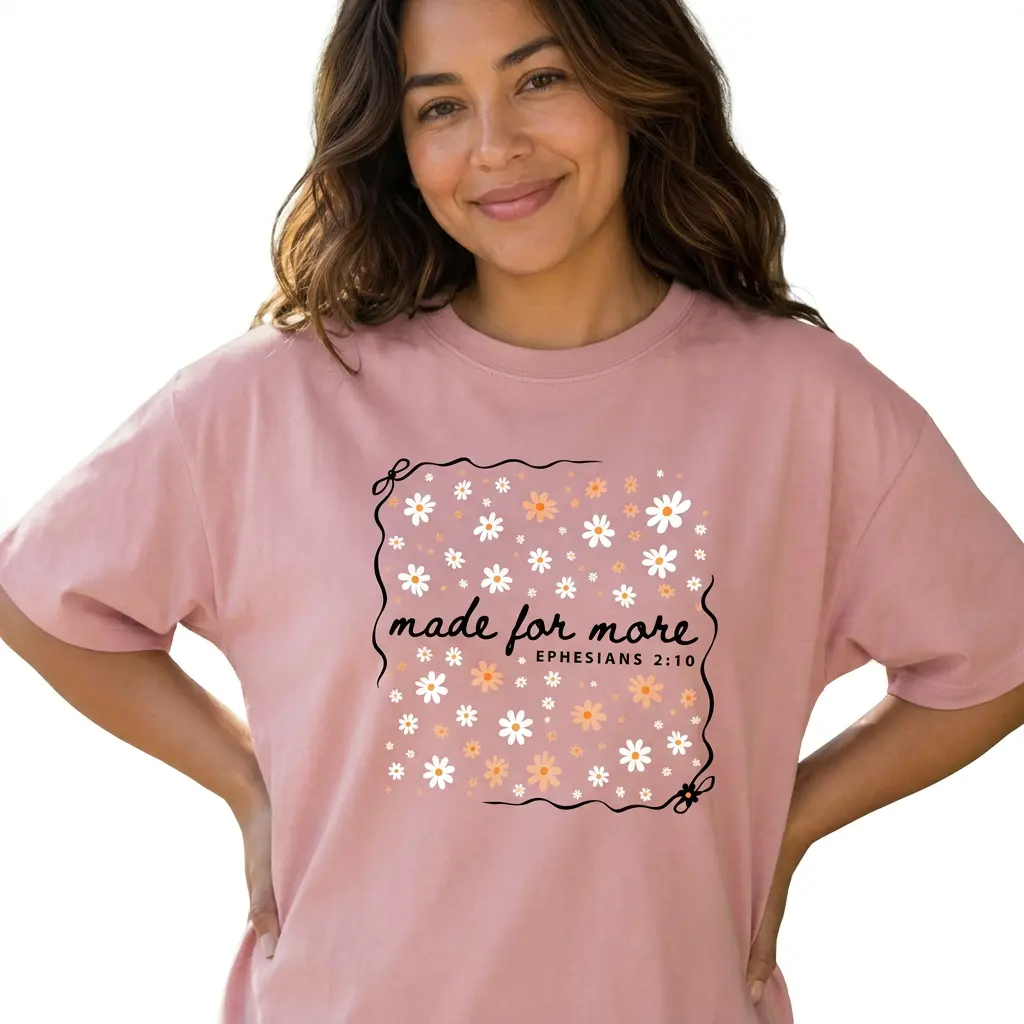 Faith Graphic Tee Women Christian Shirt Made For More Floral Bible Verse Top