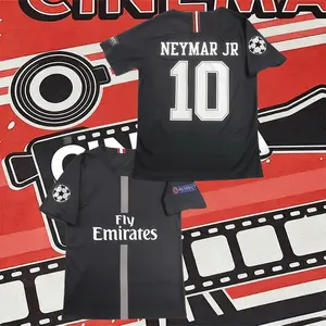 2017 2018 Home Retro Black No.10 Neymar Jr Short Sleeve Soccer Jersey
