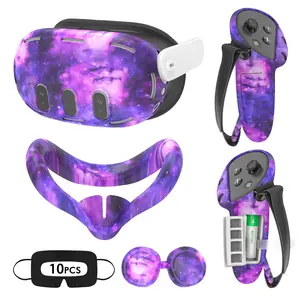 VR Silicone Case for Meta Quest 3, Design Upgraded Accessories for Oculus Quest 3, Face Cover, Controller Grips, Shell Cover, Lens Cover, Disposable Eye Cover (Purple) christmas 2024 ornament
