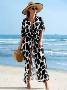 Women's Loose-Fitting Casual Hoodie, Base Spots Design, Fashionable Beachwear, Sun Protection Clothing