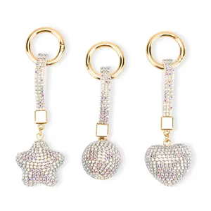 Shop LC White Magic Color Glass and Crystal 3-piece Set Heart  Ball and Star Keychain in Goldtone