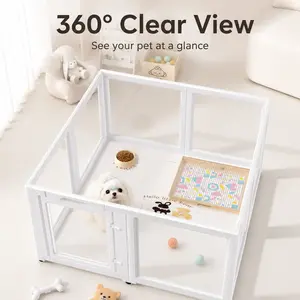 12/10/8 Panel Clear Acrylic Dog Playpen Indoor Transparent Fence for Puppy Rabbit Cat Easy Assembly Plastic Pet Enclosure Playard