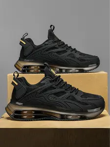 Men's Patchwork Lace Up Sneakers, Casual Comfortable Sports Outdoor Shoes, Running Athletic Shoes, Male All-match Round Toe Shoes for Daily Wear, Closed