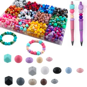 50pcs solid color round beads, mixed with solid color polyhedral bean beads, Bead Assortment, suitable for DIY handmade bracelets, bead pens, bag pendants, etc. Can be given as a gift