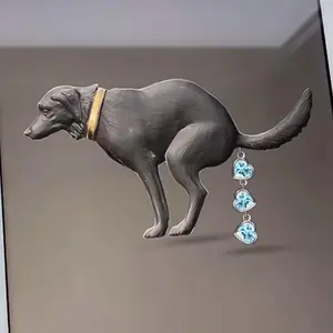 Personalized Spoof Design Dog Poo Fun Metal Brooch Love Diamond-encrusted Sweater Pin